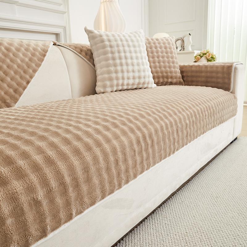

Autumn And Winter Solid Color Simple Season New Thickened Non-Slip Wear-Resistant Flannel Sofa Cushion Plush Sofa Full Cover Towel Cloth 70*70cm