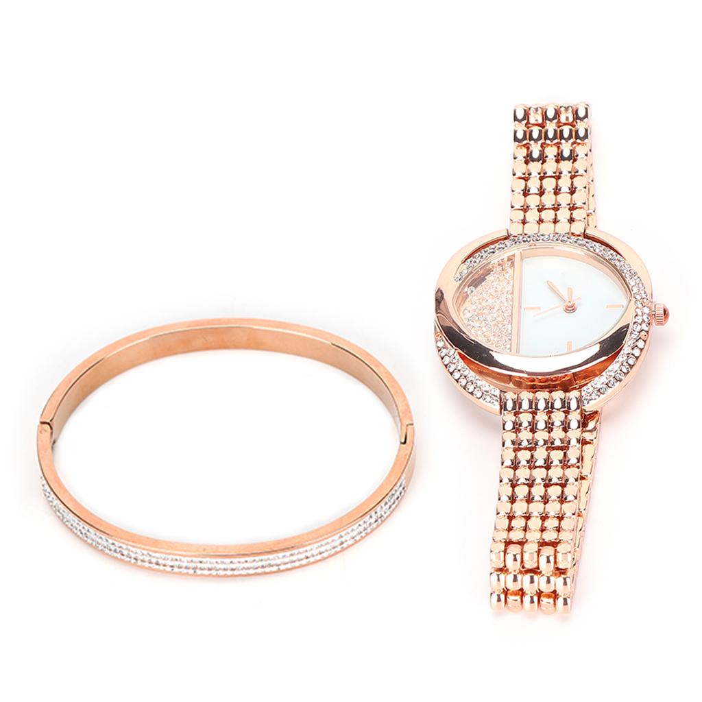 Women Jewelry Set Quartz Movement Watch Titanium Steel Bracelet Jewelry Set Anniversary GiftRose Gold