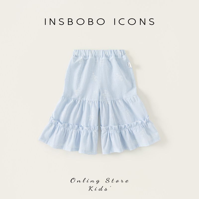 Insbobo Girls  Pants Summer Thin Style Mosquito-Proof Pants for Girls Casual Pants Children s Summer Wear Baby Children s Clothing Trendy Blue 100