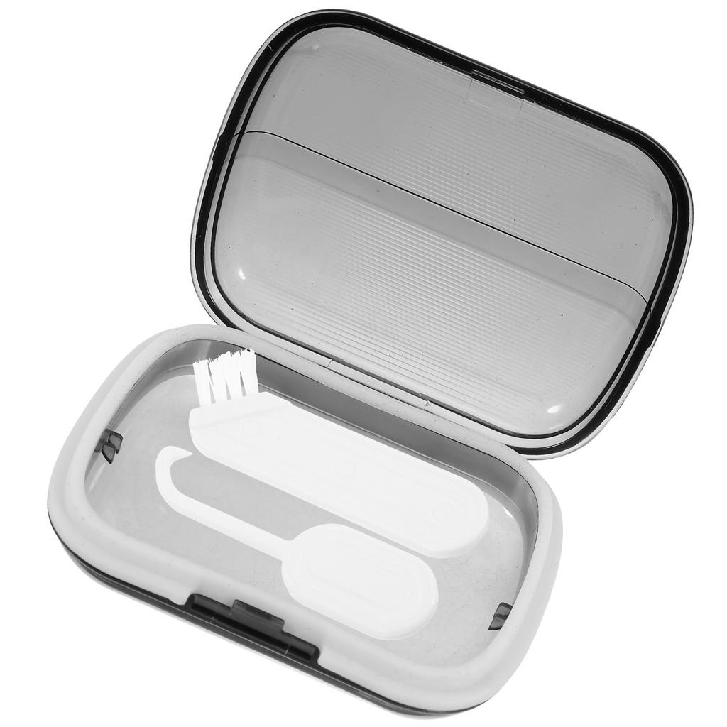 1Set Retainer Case Dental Storage Box Portable Travel Denture Organizer with Cleaning Brush and Mirror Compact Hygienic Hygiene