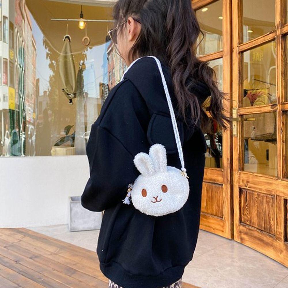Kids Purses New Year Gift Plush Handbag Rabbit Shoulder Bag Messenger Bag Crossbody Bag Coins Bag