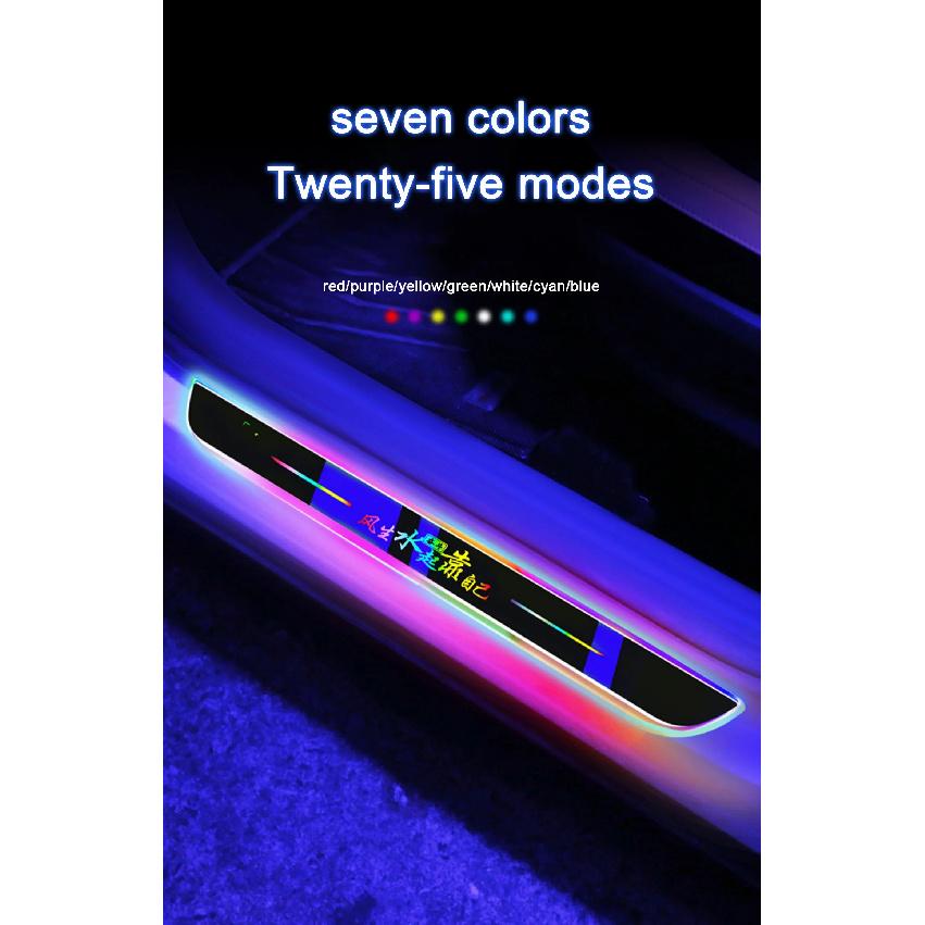 4pcs Customized Car Glows Welcome Door Sill Strip Light Threshold Lamp Welcome Scuff Plate Pedal Light Ambient Light Illuminated
