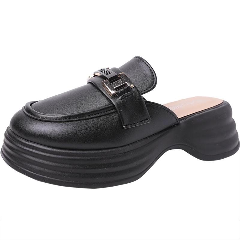 Fashion Muffin Muller Shoes Single Shoes Summer Bag Head Drag 2025 New Retro Casual Super Fire Half Slippers Thick Sole