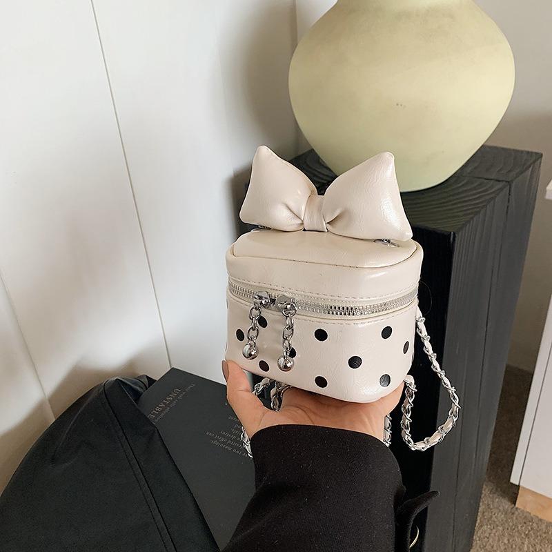 Spring and Summer Mini Small Bag Women's New Polka Dots Try Bow Small Square Bag Crossbody Red Envelope