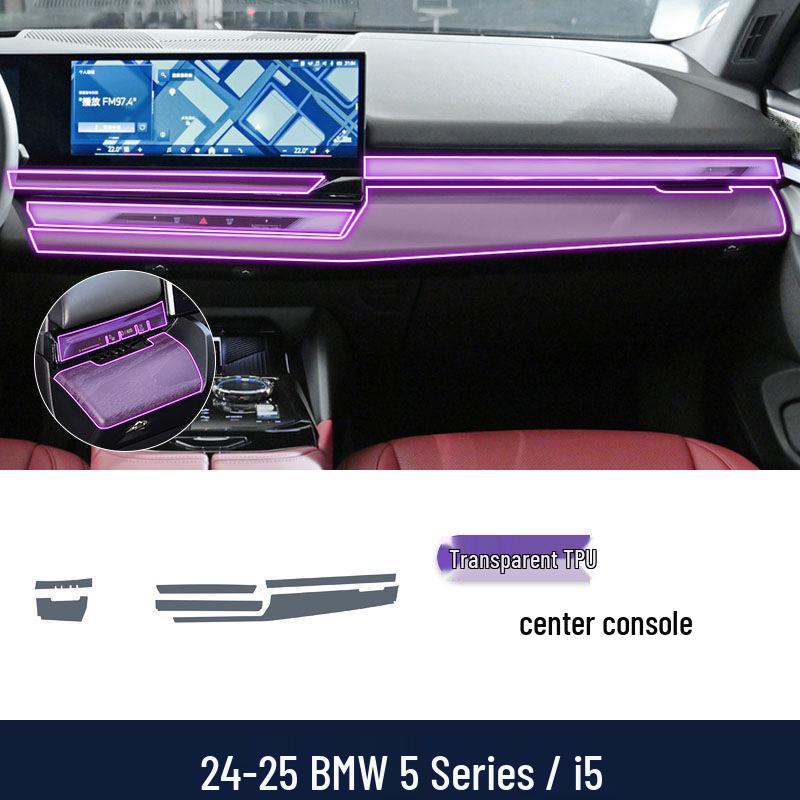 Navigation Tempered Glass and Interior Protection Film for BMW 5 Series 530Li Console—Fits 25 Models.