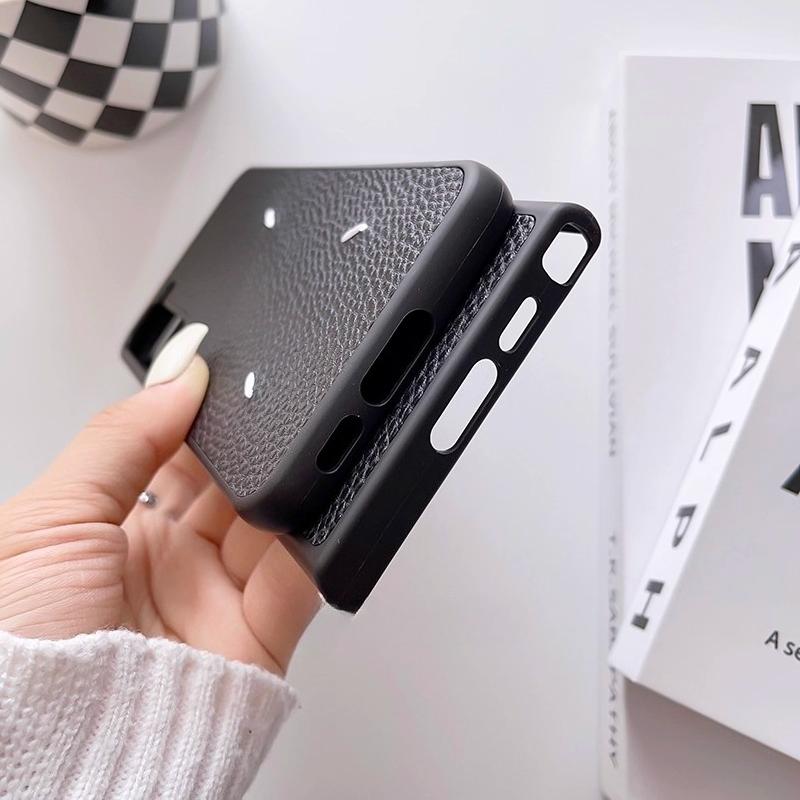 Business Sle Couple Simple Lychee Genuine Leather Case For Samsung Galaxy S26 Ultra S25 Plus S24 Smooth-Touch Case Mat Design Stitched Protect Cover