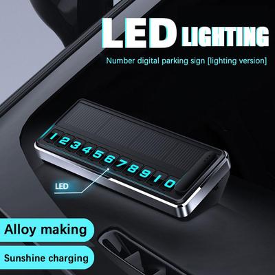 Solar Car Phone Number Plate Led Lighting Temporary Card Number Stop Car Parking Multiple Plates Park Hidden Parking Gadget W0M0