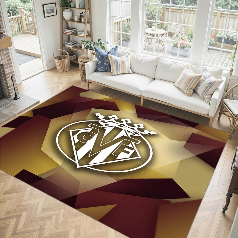 Villarreal FC Design Crystal Velvet Carpet Cozy Non?Slip Printed Rug For Bedroom Living Room Entrance
