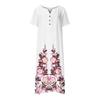 Long T Shirt Dress for Women Summer Casual Button Up V Neck Short Sleeve Printed Maxi Swing Beach Sundress