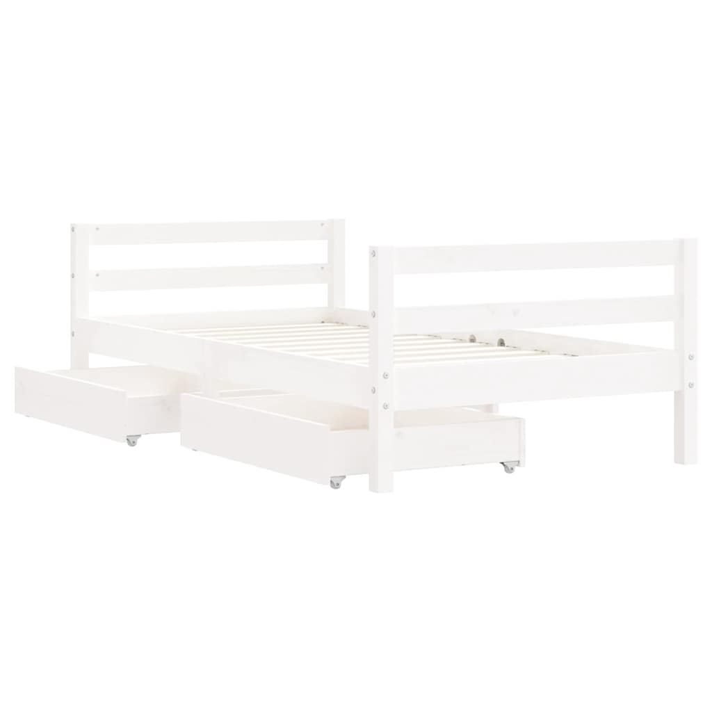 Kids  Bed with Drawers White 80 x 160 cm Solid Pine Wood