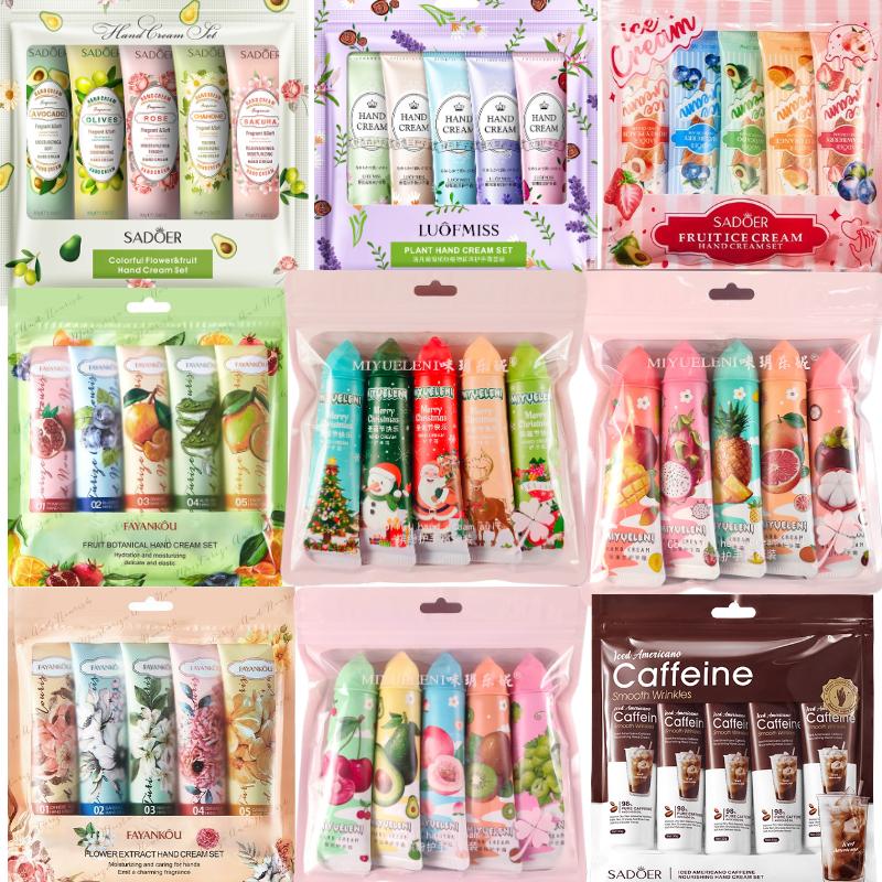 5pcs/box Christmas Gift Ice Cream Hand Cream Set 30g Fruit Fragrance Moisturizing Hydration
