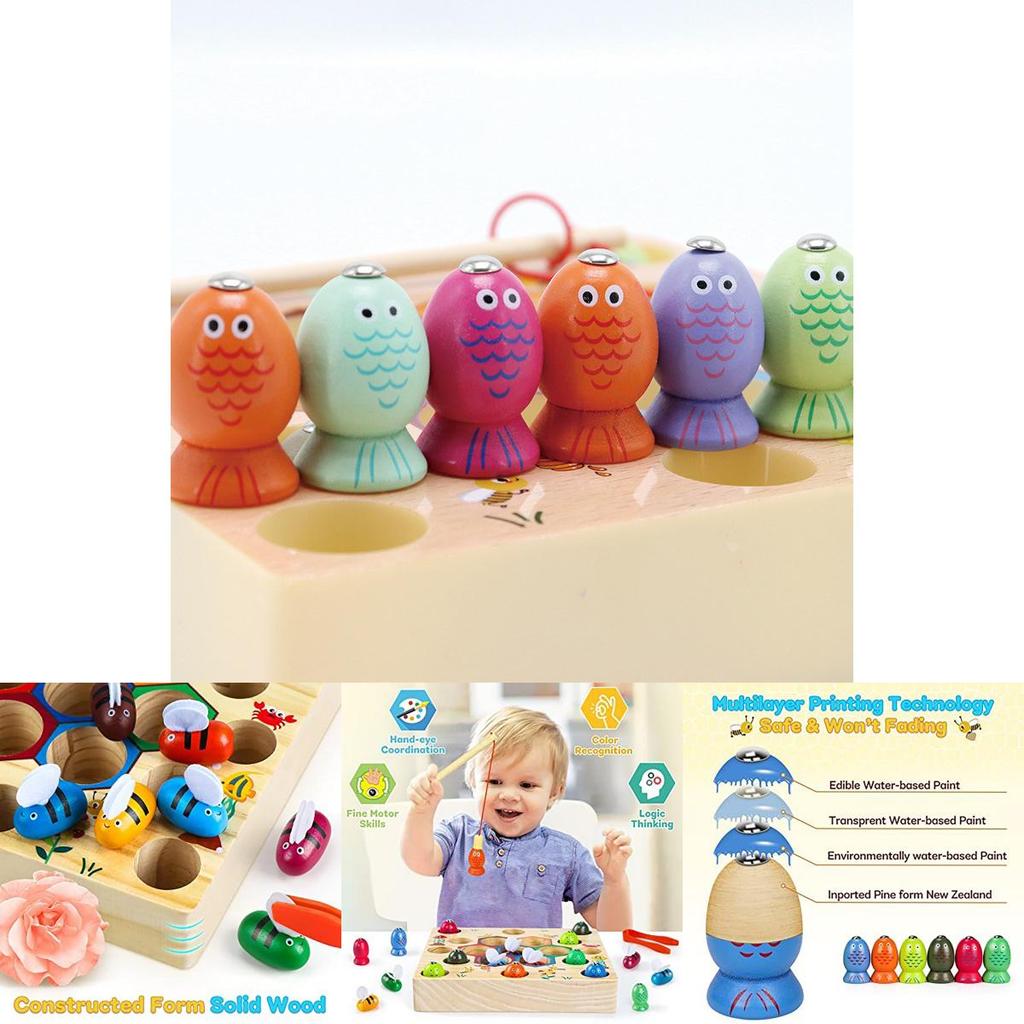 Engaging Wooden Fishing Game Toys For Boys And Girls With Magnetic Elements