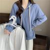 Women's Thin Half-Zip Hooded Sweatshirt - Loose Fit, Long Sleeve, Plus Velvet, Trendy Style for Spring, Autumn, Winter 2023