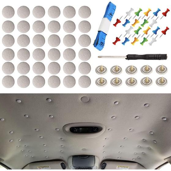 60 Pcs Automotive Car Roof Headliner Repair Button, Universal Auto Roof Snap Rivets Retainer Design For Car Roof Flannelette Fixed, With Tallation