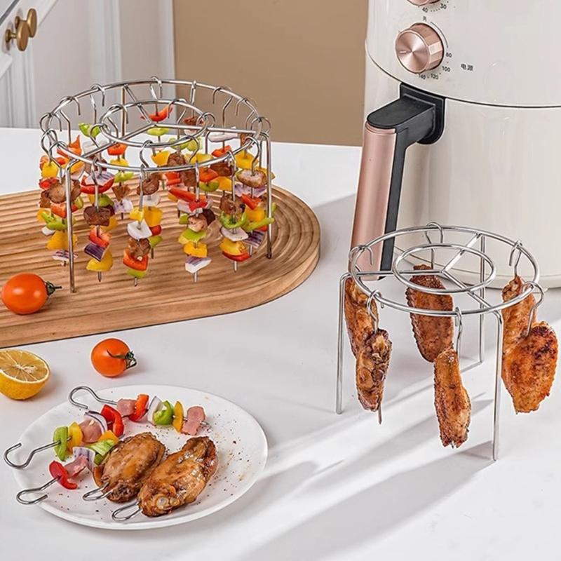 Space Saving Grill Detachable Vertical Barbecue Skewer Bracket Baking Needle Practical BBQ Tool Air Fryers Accessories