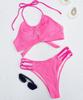 Women's Swimsuit Solid Color Halter Neck Back Ties Sexy Cutout High Waist Bikini Beachwear Bathing Suits