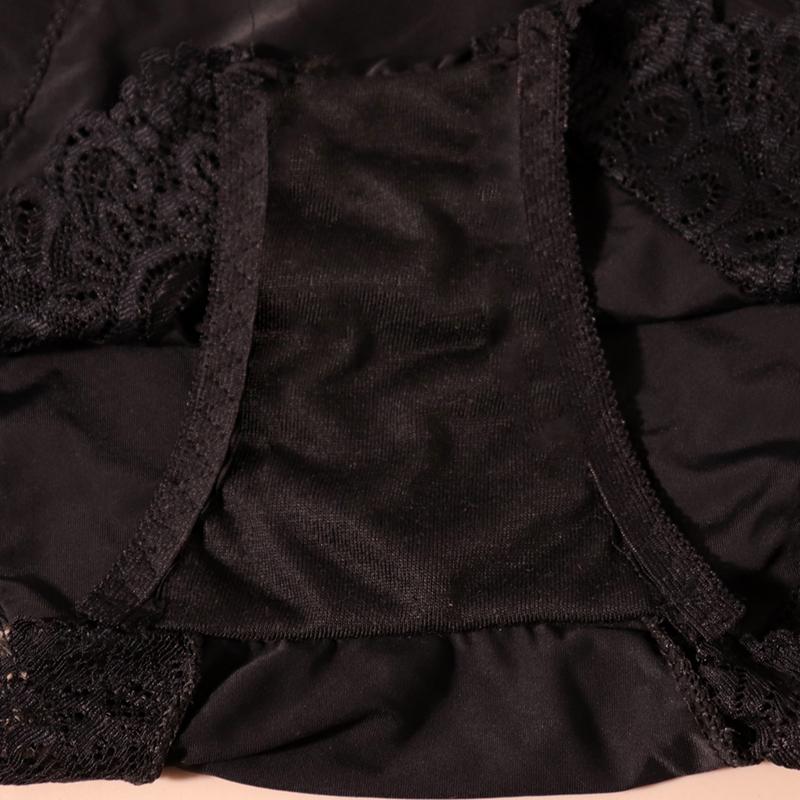 Women Plus Size Daily Panties Breathable Comfortable Middle Waist Half-Transparent Brief 0Xl - 5Xl - 6003