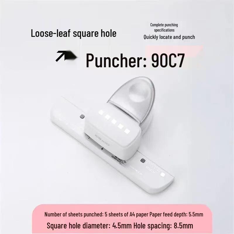 Kedeyou 9027 4mm Small Aperture Manual Three-Hole Punch for Loose-Leaf Handbooks
