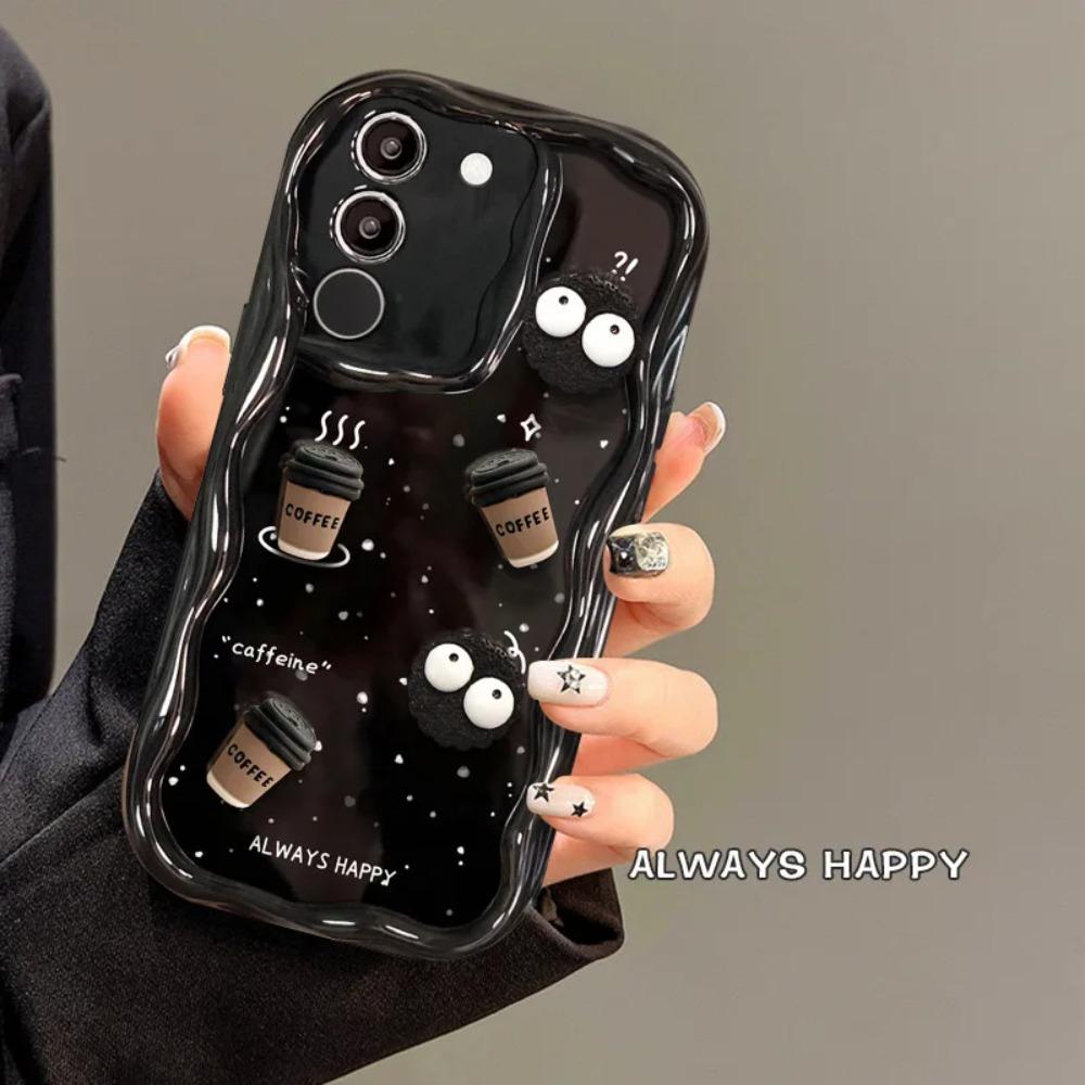 3D Cute Coffee Briquettes New Phone Case For IPhone 16 15 14 13 12 11 Pro Max Mini X XR XSMAX 8 7 6S Plus 3D Wave TPU Back Cover