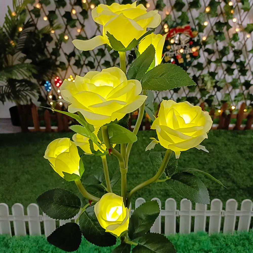 

Солнечные садовые фонари, Солнечный уличный фонарь, Меняющие цвет фонари в виде роз для двора, Садовое украшение, Реалистичные фонари в виде цветов роз