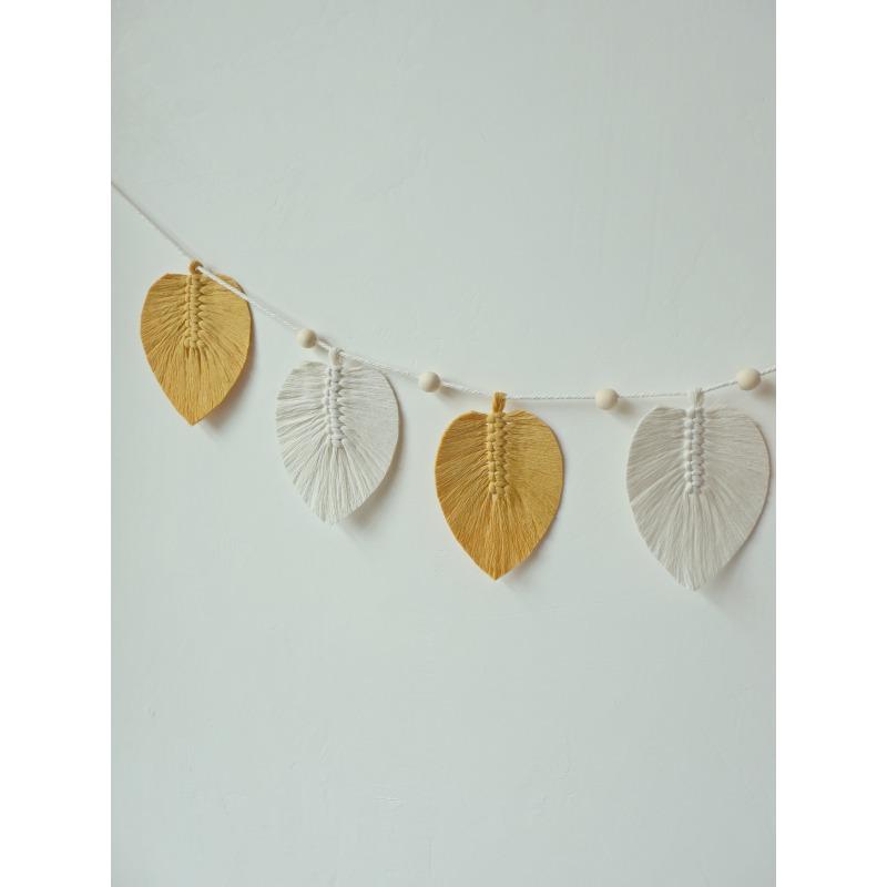 Wall Hanging Boho Handmade Cotton Rope Leaf Tapestry Macrame Wall Decor for Living Room Bedroom Minimalist Home Decoration 140cm