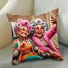 1Pc Grandma Selfie On Plane Print Throw Pillow Cover,Suitable For Sofa,Bedroom,Living Room,A Stylish Gift For Best Friends
