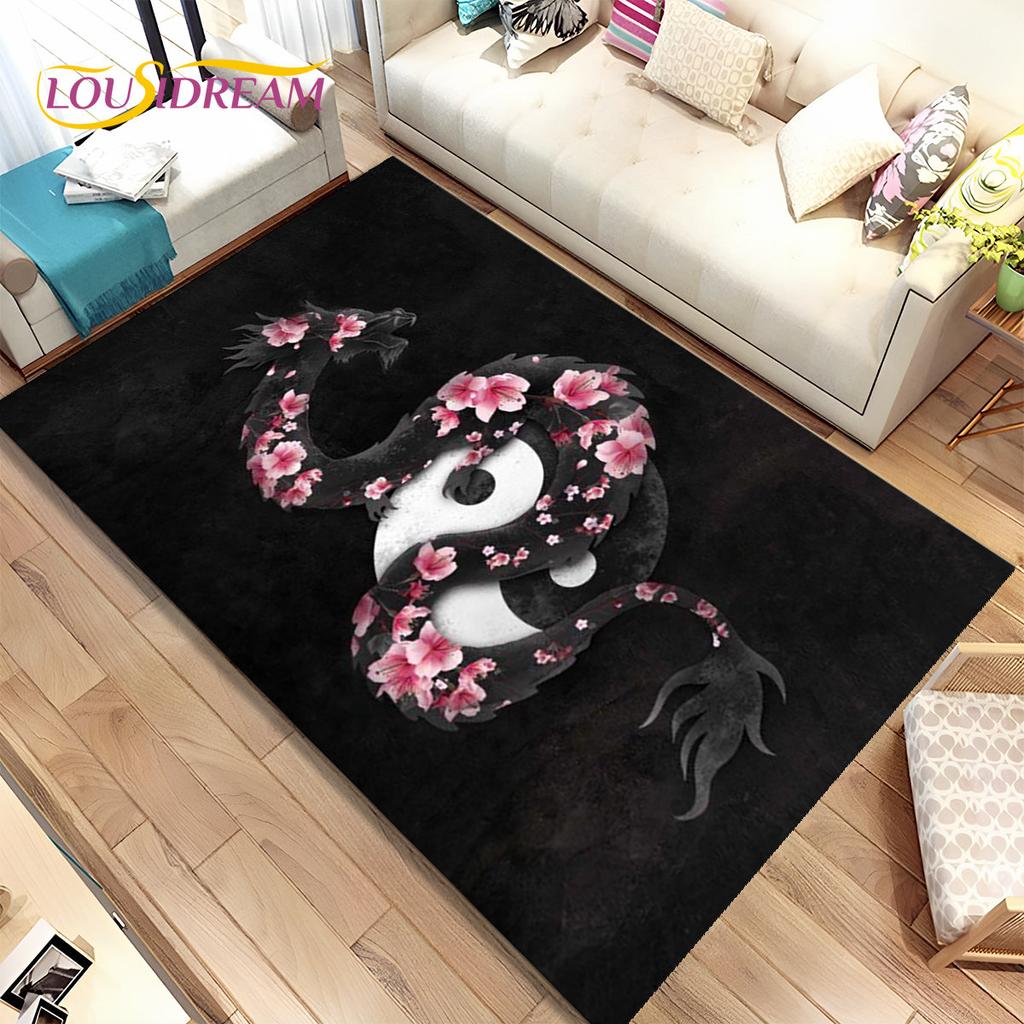 Chinese Tai Chi Bagua Yin Yang Area Rug,Carpet Rug for Home Living Room Children Bedroom Sofa Doormat Decor,Non-slip Floor Mat
