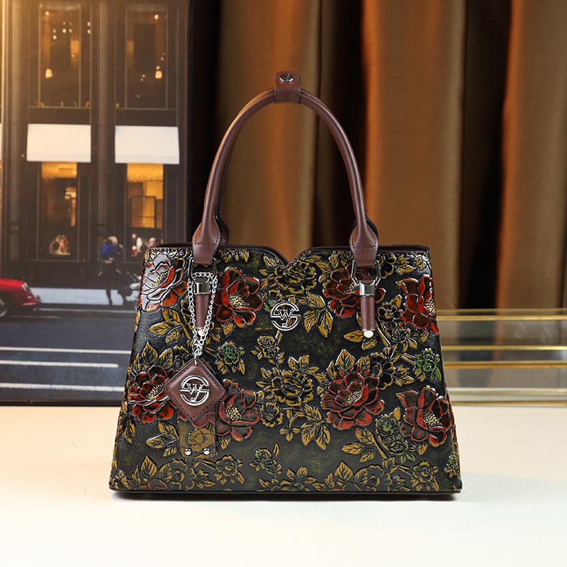 New Blossoming Wealthy Women's Retro Handbag, Fashionable and Versatile Single Shoulder Crossbody Bag