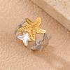 Stainless Steel Shell Starfish Open Ring for Women Exquisite Gold Silver Color Ring Casual Ocean Element Versatile Jewelry Gift