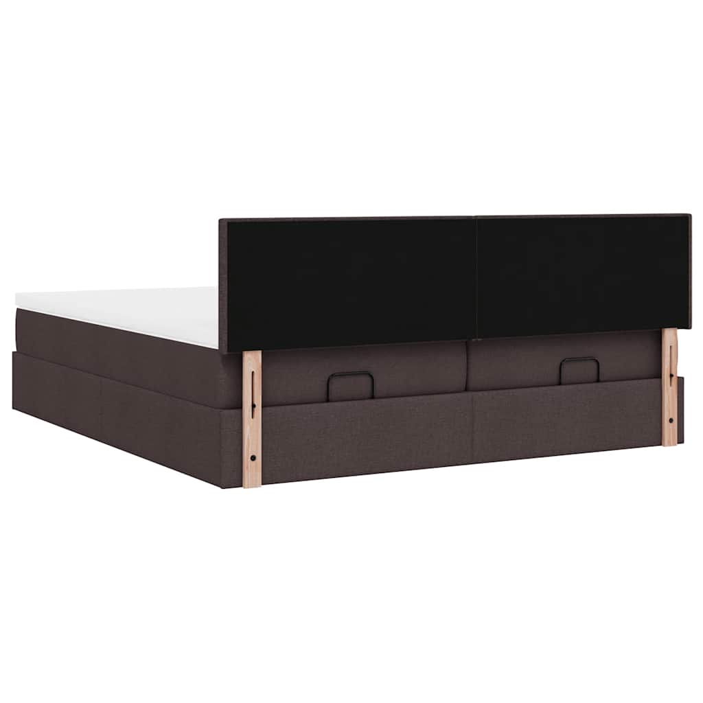 Ottoman Bed with Mattresses & LEDs Dark Brown 180x200 Cm Fabric