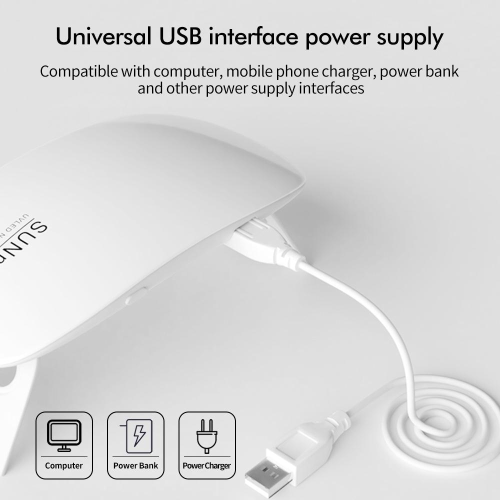 6W Mini Nail Lamp Nail Dryer Machine UV LED Lamp Portable USB Cable Drying Lamp For Gel Varnish