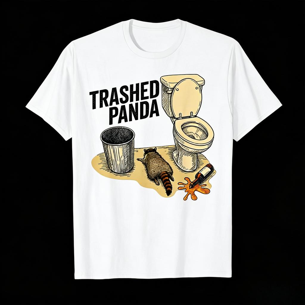 Trashed Panda Funny Drunk Racoon Humor Raccoon Meme Tshirt for Men Women 100 Cotton T Shirts Short Sleeve Tops