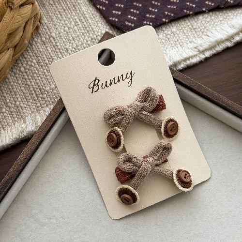 Autumn Retro Coffee Color Love Bow Hairpin Temperament All-match Children's Hair Accessories Side Bangs Hairpin Headdress
