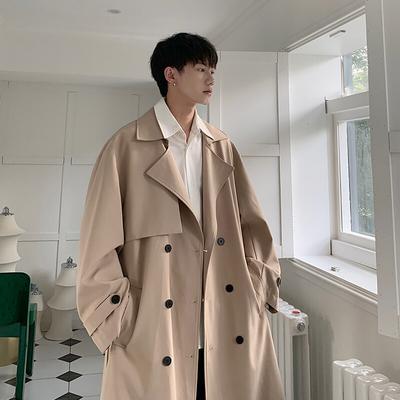 2025 Spring Korean Style Men Trench Coat Male Streetwear Windbreaker Trenchcoat Men Solid Business Casual Loose Long Overcoat