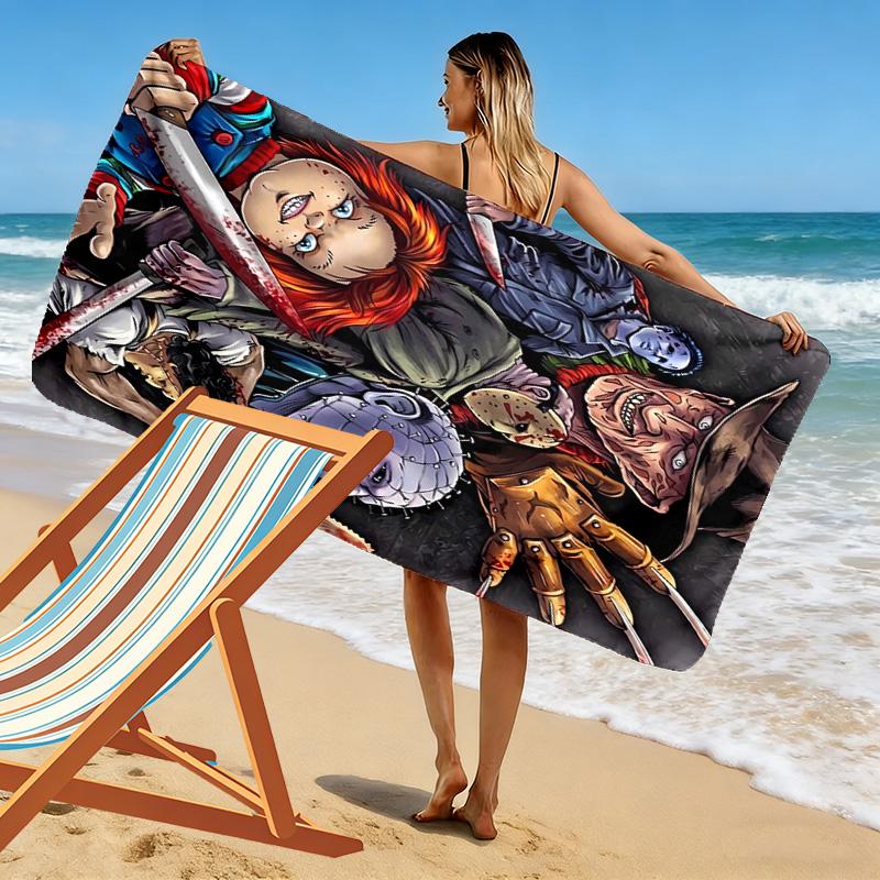 Telo Mare con Stampa Film Horror, Grande Morbido Asciugatura Rapida per Spiaggia Campeggio Nuoto