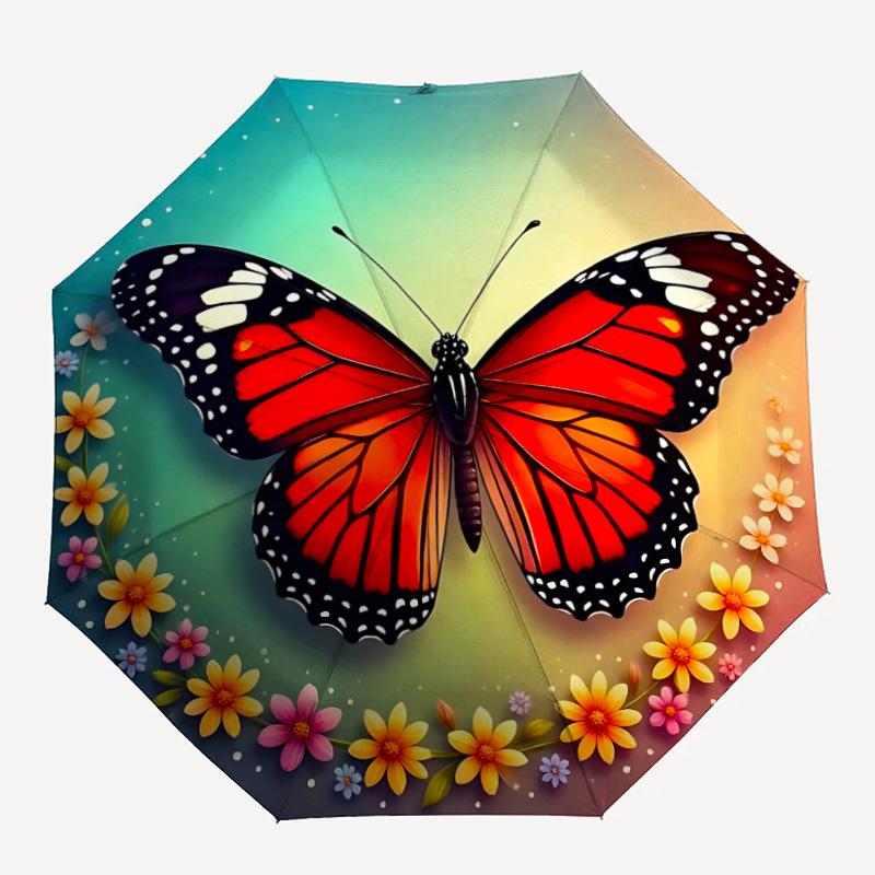 

1pc Butterfly Print Folding Umbrella | Elegant Design, Fashionable Accessory, Durable Construction, Sturdy Ribs yy251107014