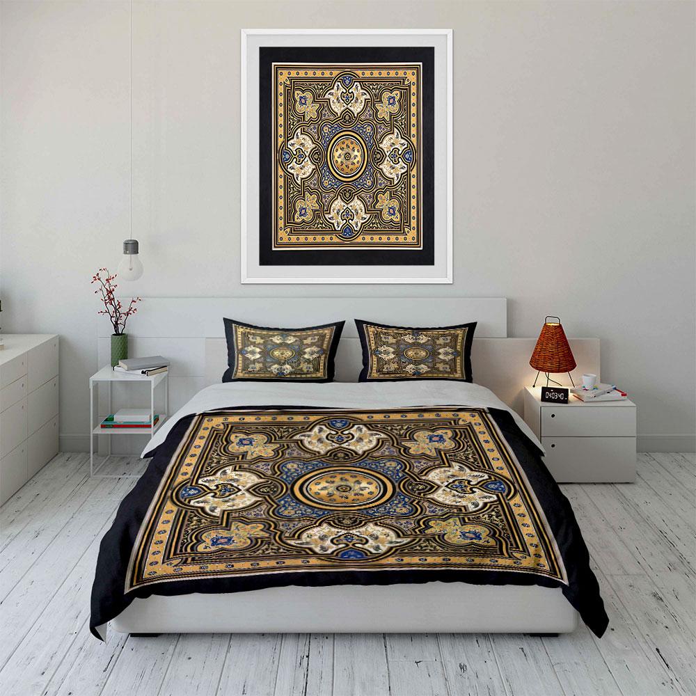 Golden Arabesque Dreamscape. Bedding Sets Duvet Covers Pillowcases(1* Duvet Cover 2* Pillowcases Without Duvet Insert)