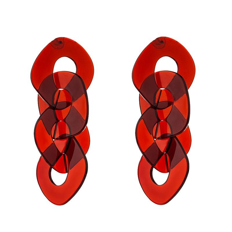 Statement Acrylic Long Link Chain Drop Earrings for Women Brincos Vintage Big Resin Geometric Dangle Earring Fashion Jewelry