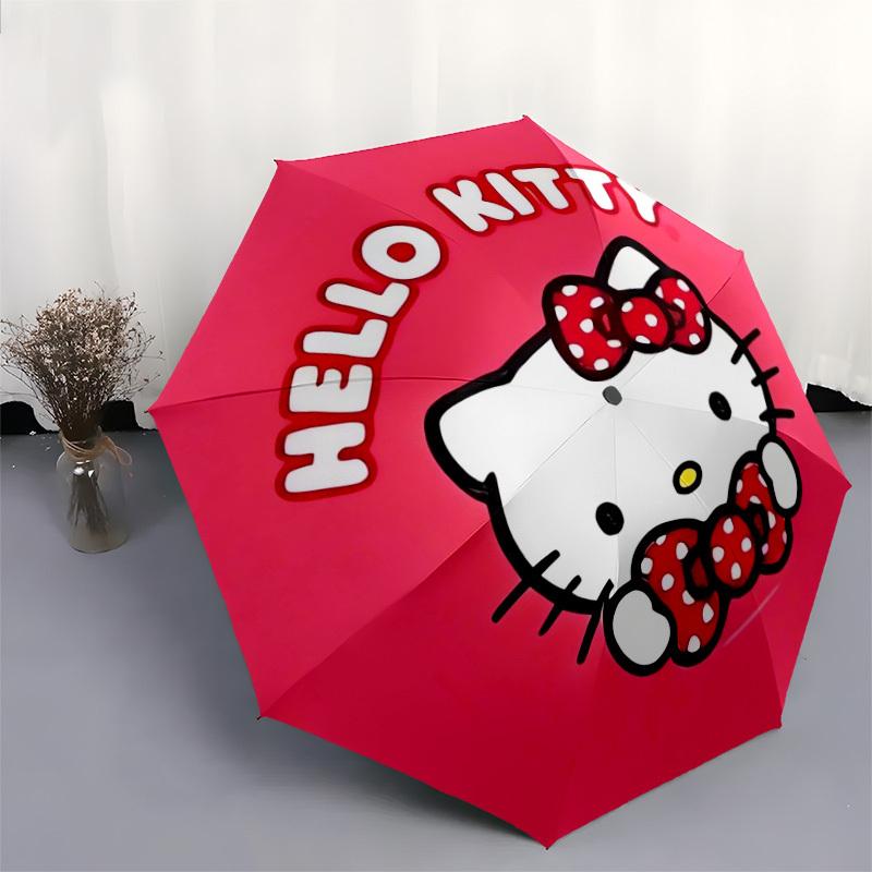 1pc Hello Kitty Red Bow Umbrella with Plastic Handle,Suitable for All Seasons Home Travel Outdoor UmbrellaSanlio572