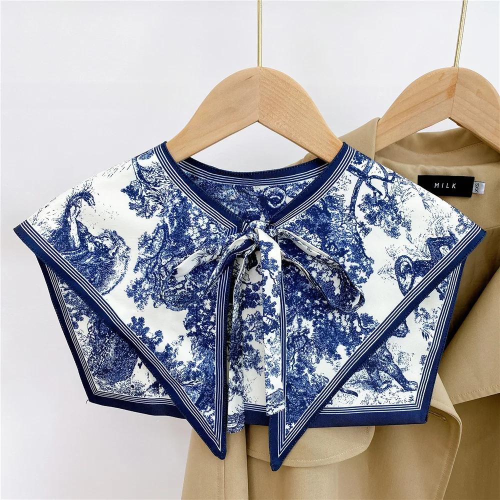 Fake Collars for Women Detachable Lapel Shirt Bowknots Small Scarf Girls Summer Dress False Collar Neckwear Cape Corbatas