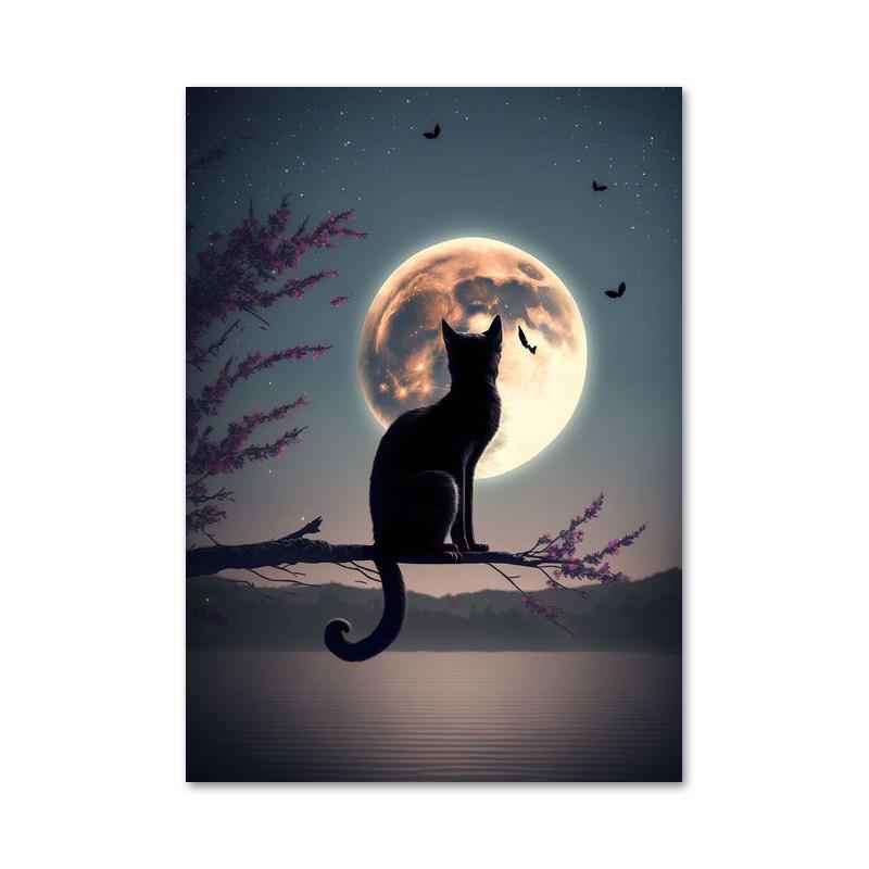 

Японские забавные животные, кошки, цветущая вишня, постеры и принты, картины на холсте, настенные художественные картины для гостиной, украшения дома 30x40cm No Framed