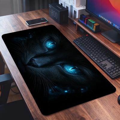 Black Cat Mouse Pad For Office Gaming And Keyboards Non-Slip Large Waterproof