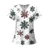 Women's Fashion Printed Short Sleeve V Neck Pattern Tops Pocket Working T-shirts