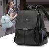 Elegante Mochila de Cuero para Mujer Moda Casual Viaje Bolsa Escolar con Cremallera