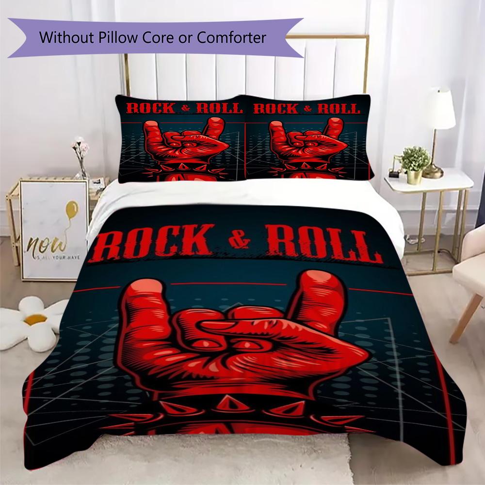 Rock spirit symbol Pattern Bedding,Quilt Set Quilt Cover Pillowcase Home Birthday Gift (1*duvet cover+2*pillowcase,without core)ZSJT0917422