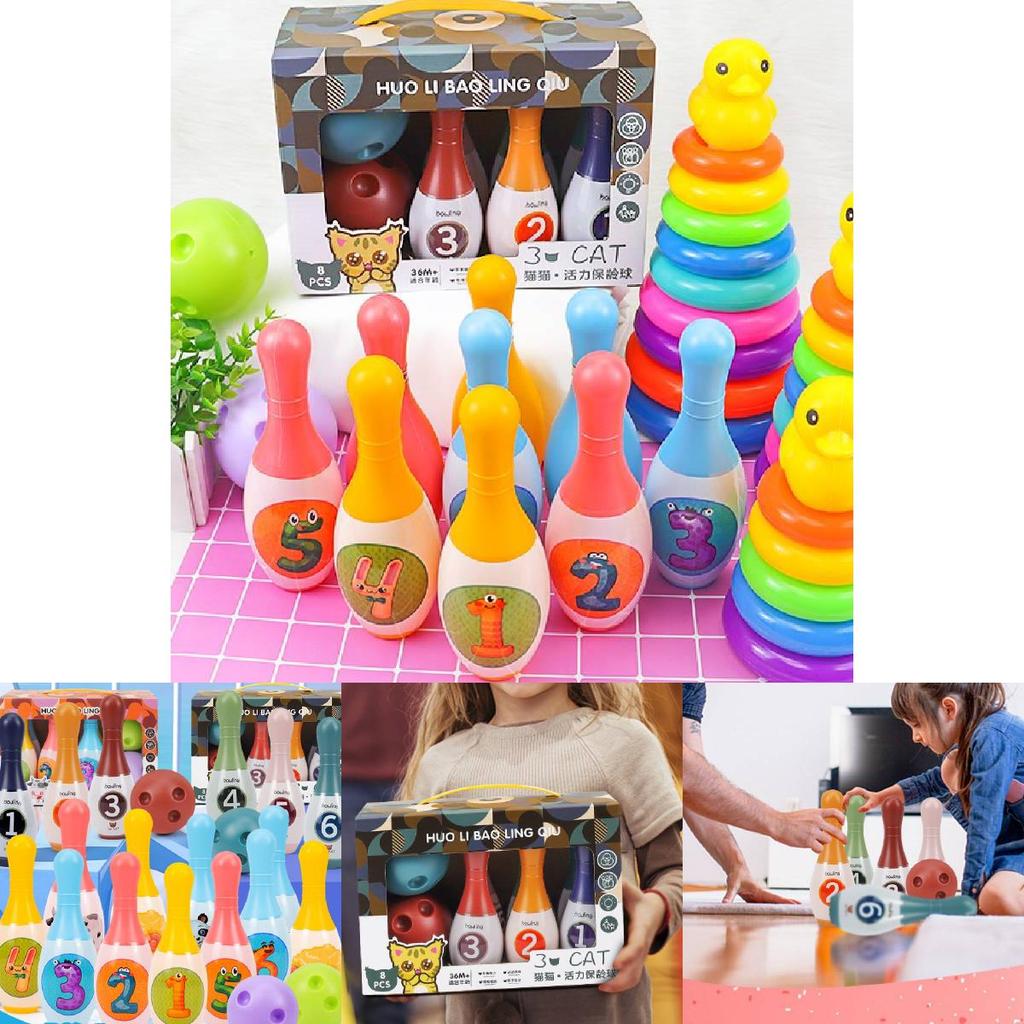 Colorful Plastic Bowling Toy Set With Cartoon-free Design Great For Home Play