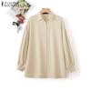 ZANZEA Women Turn Down Collar Loose Long Sleeve Button Blouse