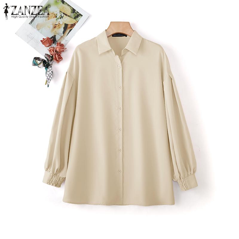 ZANZEA Women Turn Down Collar Loose Long Sleeve Button Blouse