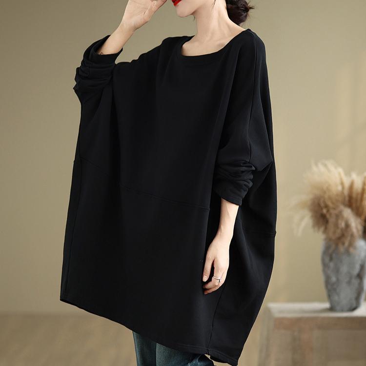 DIMANAF 2024 Pullover Long Plus Size Autumn Big T-shirt Women Super Full Sleeve Loose White Bat T-shirt