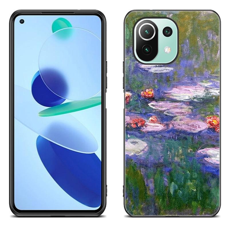 Etui na telefon Claude Monet dla Xiaomi Mi 11 Lite NE 11i 10T 11T Pro A2 A3 Lite POCO F3 M3 M4 C31 X3 Pro NFC GT Czarne etui